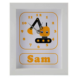 Stripey Cats Personalised Dillan Digger Framed Clock, 23 x 18cm